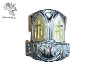 Demir borular ile Gümüş Plastik Tabut Altın Haçlı Dekorasyonu Şasi Köşe